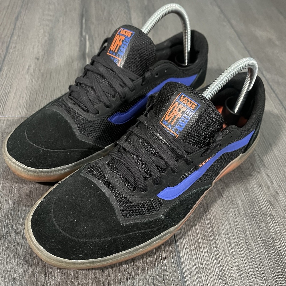 Vans AVE Shoes Size Mens 7 Black Orange Blue Low Top Skater‎ Skateboard Punk
